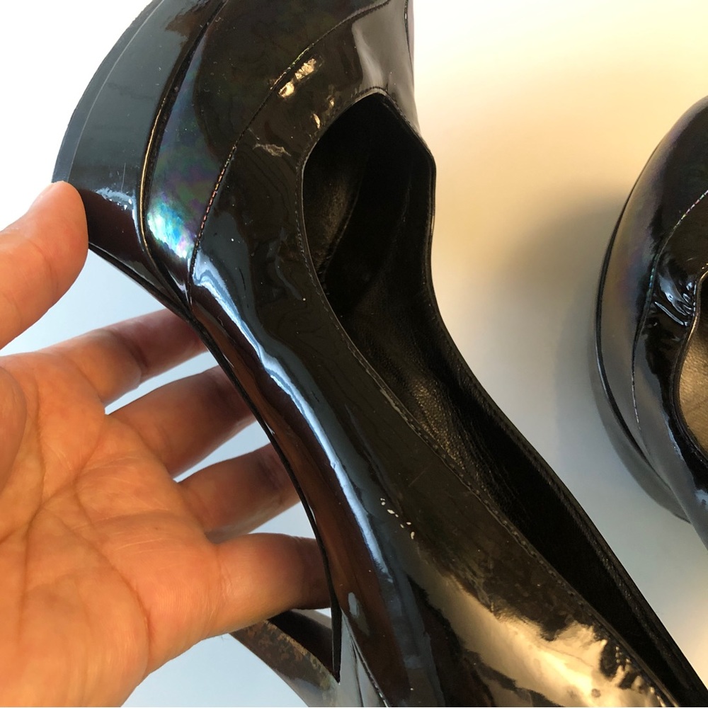 * GUCCI Black Patent Unisex Stiletto Platform Women’s size 38EU Pumps - Picture 13 of 14